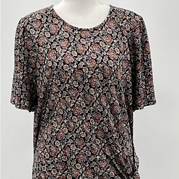 Boden Knot Front Jersey Midi Dress in Black Block Paisley - NEW - Size 16-18R - Picture 5 of 12